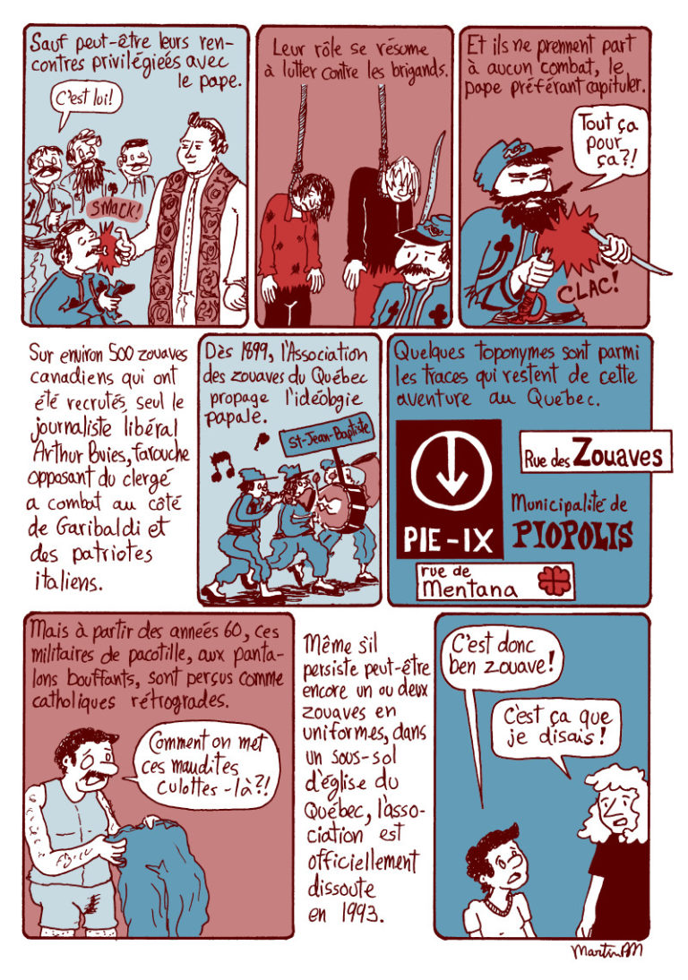 Bande dessinée documenataire sur les Canadiens français chez les zouaves.
