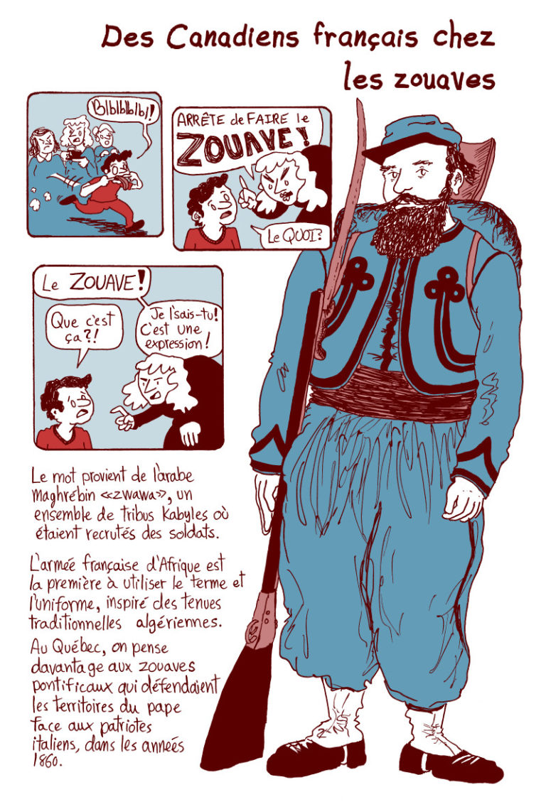 Bande dessinée documenataire sur les Canadiens français chez les zouaves.