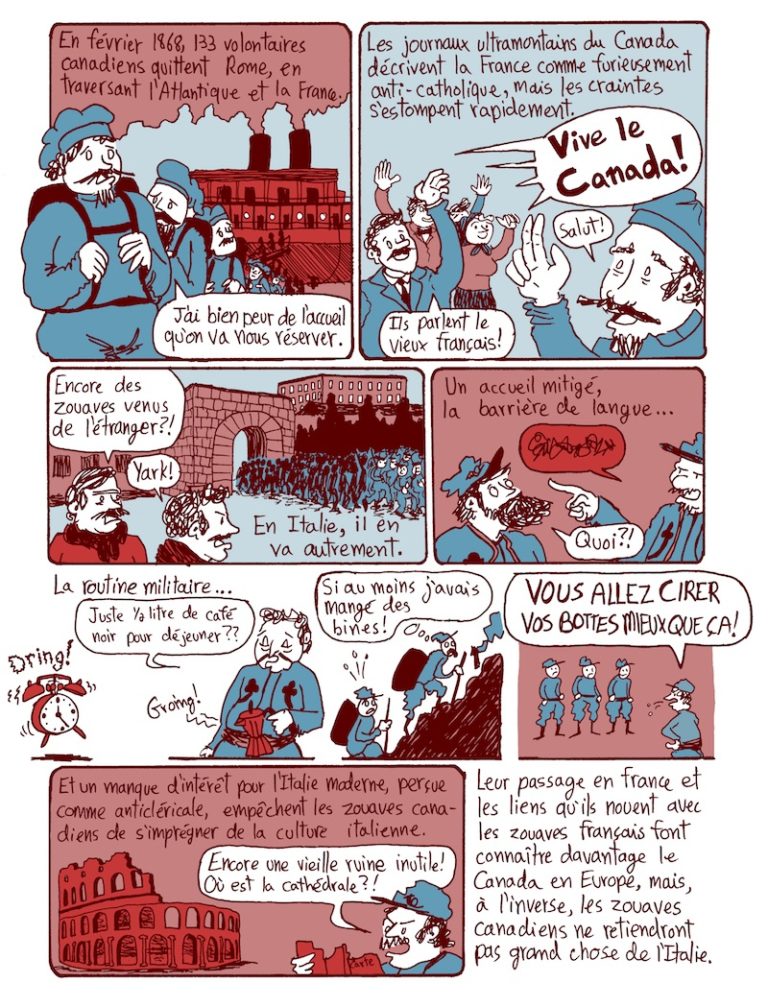 Bande dessinée documenataire sur les Canadiens français chez les zouaves.