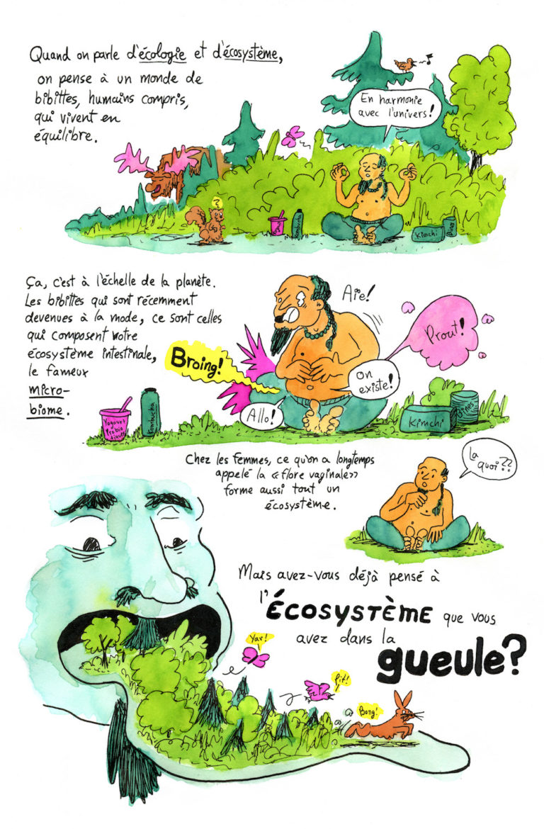 Bande dessinée sur le microbiome et l'écologie buccale