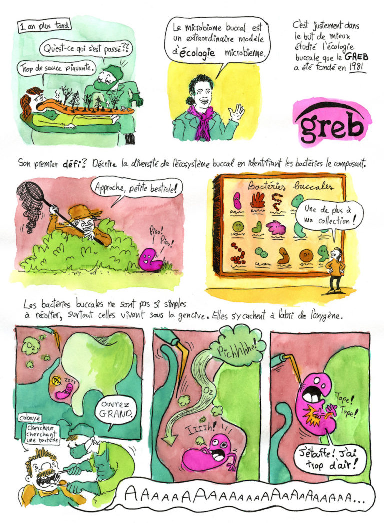 Bande dessinée sur le microbiome et l'écologie buccale