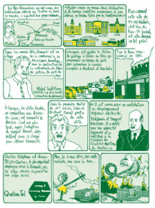 Page 5 du bédéreportage Le Bonheur en transition, au sujet de la transition environnementale à Rimouski