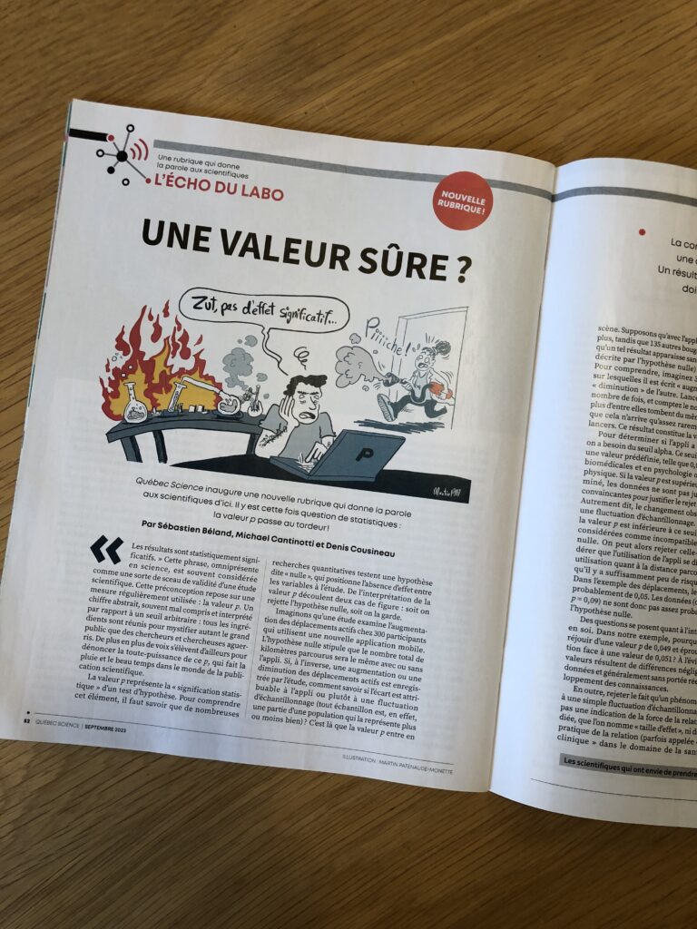 Chronique «L'écho du labo» dans le magazine Québec science