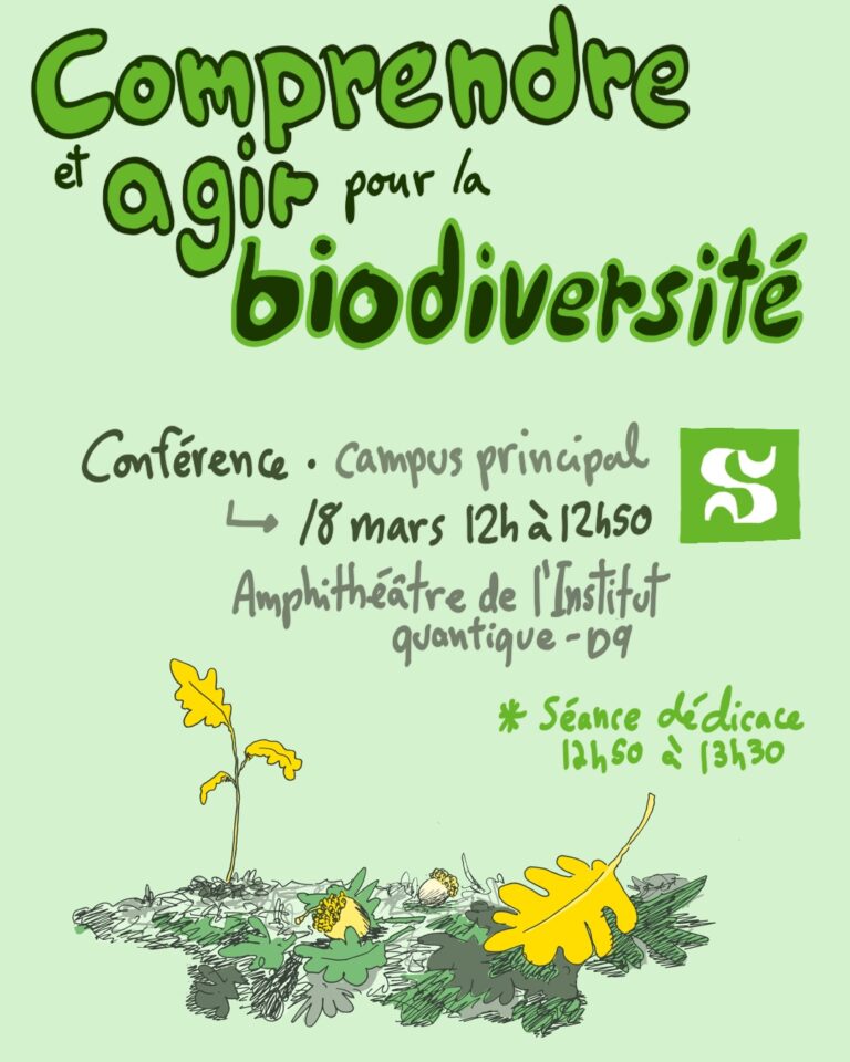 Conférence Comprendre et agir pour la biodiversité grâce à la bande dessinée, à l'Université de Sherbrooke